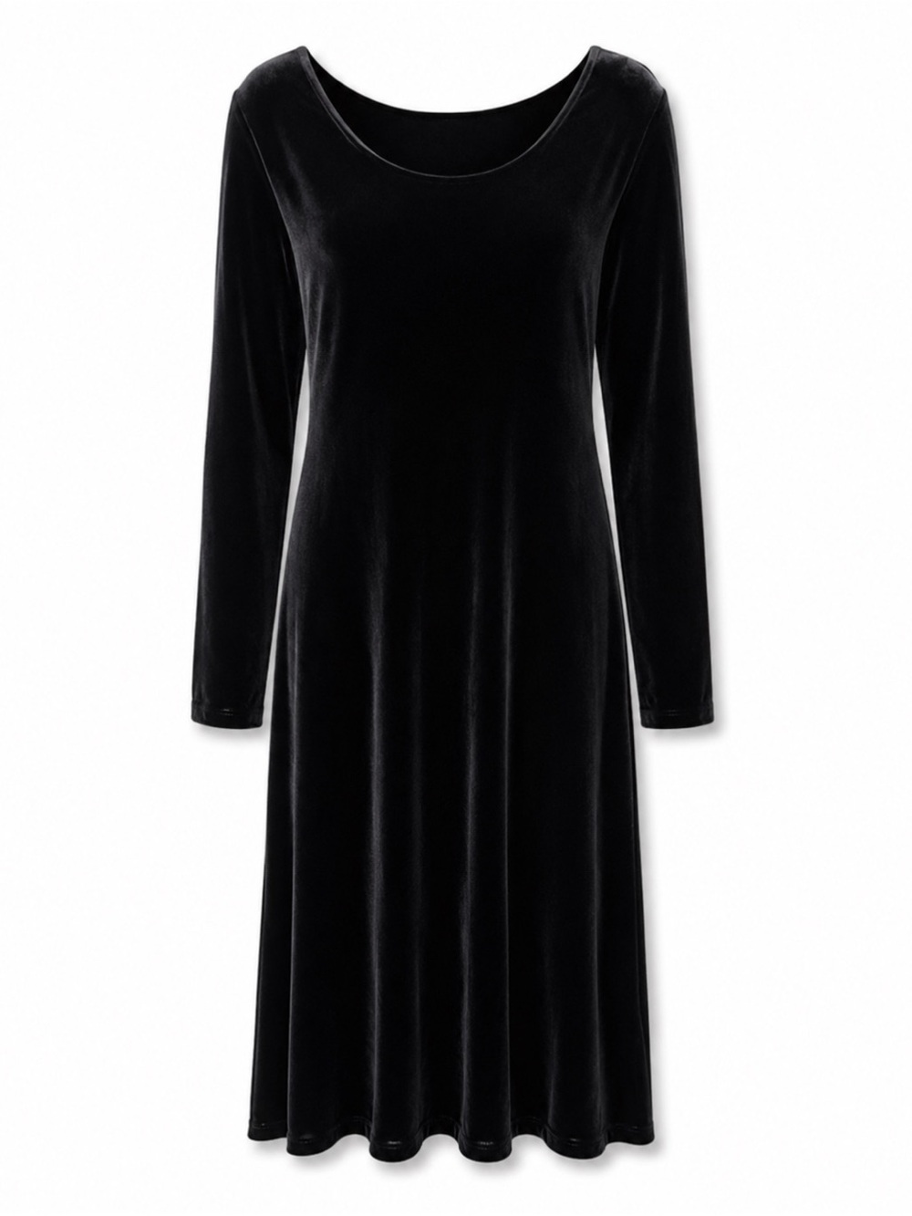 Hanna Andersson Vintage Black Long Sleeve Velvet Velour Midi Dress Womens M